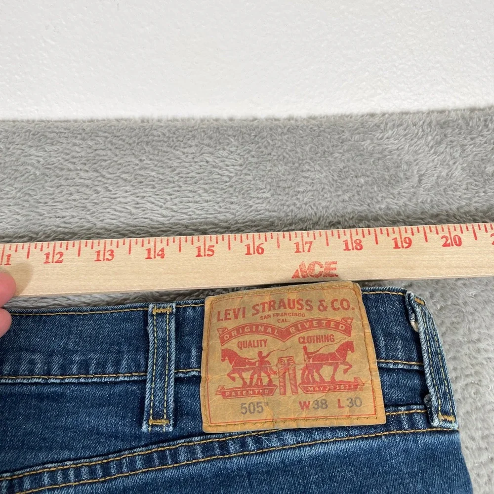 Levis 505 Jeans Mens 38x30 Blue‎ Denim Straight Leg